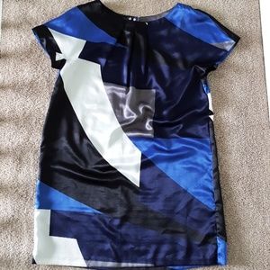 NY & Co Blue Geometric Shift Dress sz 16